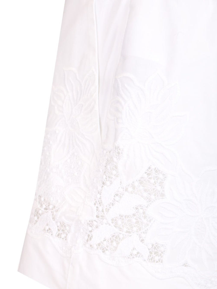 P.A.R.O.S.H. Shorts With Embroidery Trousers - White | f86361e24ccce5dec4b05166911444f1fa891747