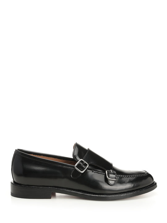 Double Buckle Moccasin Loafers Black