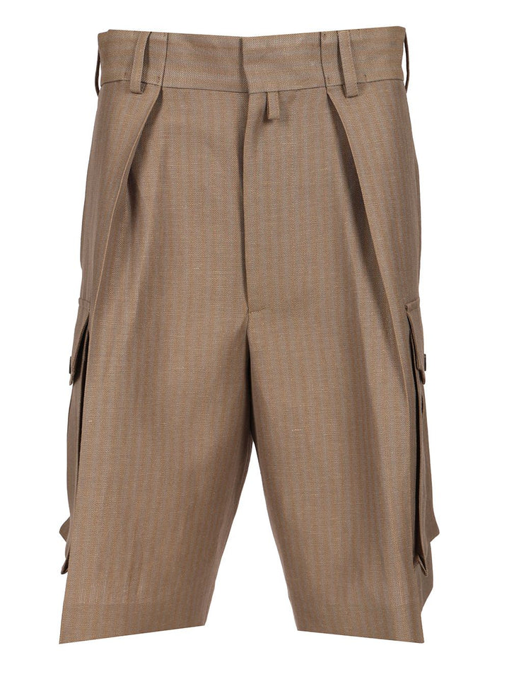 Dries Van Noten Linen And Wool Cargo Shorts Trousers - Beige | 823f1a236dfc99e449dacc1d8283c240b62f2b6c