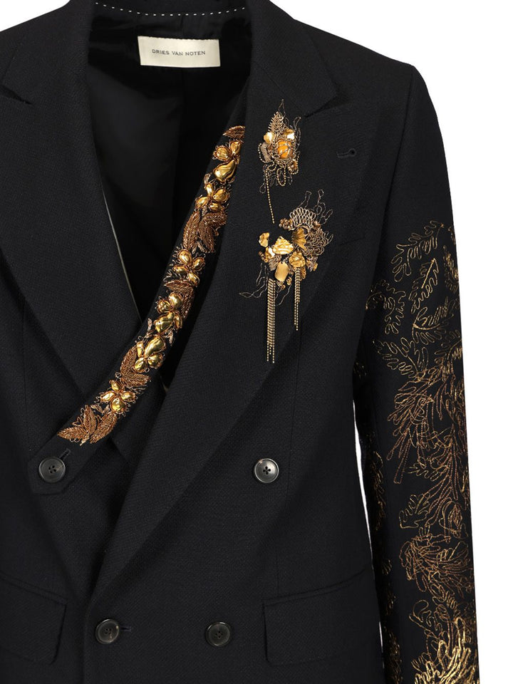 Dries Van Noten Barton Bis Embroidered Jacket In Wool Linen Jackets - Blue | b2f9cf5e594d1a6769c053fe85460948e72fb737