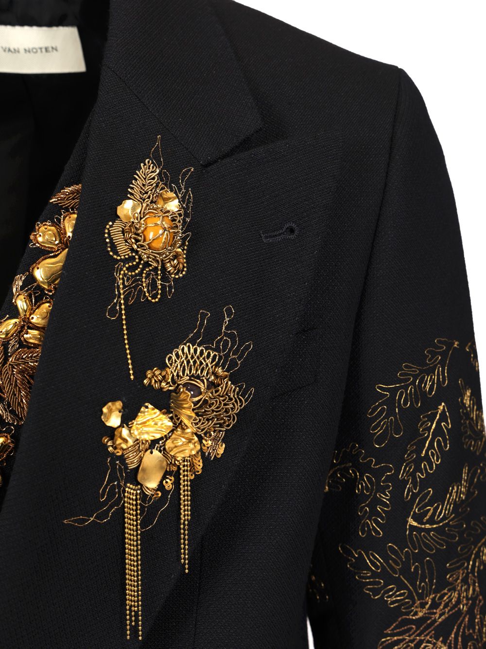 Dries Van Noten Barton Bis Embroidered Jacket In Wool Linen Jackets - Blue | 3ef4b6e14d0d98007ef894ef9477bb29fc4d09e5