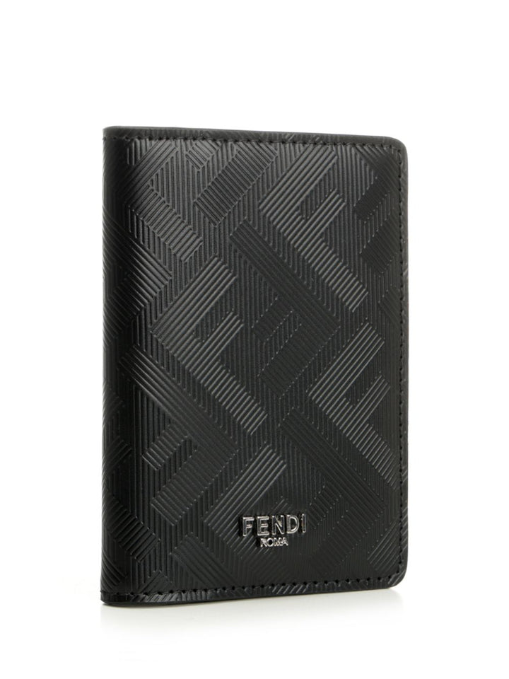 Fendi Vertical Ff All Over Card Holder Wallets - Black | c1d515a9aac076e01cd1e60c7dfa183ef11fbe22