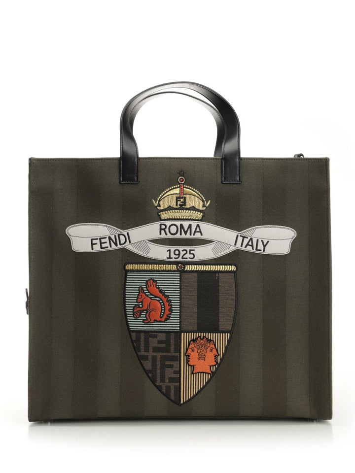 Fendi Ff Jacquard Shopper Handbags - Green | fc23af27bb0bba986fb159d79866531647f7eae8