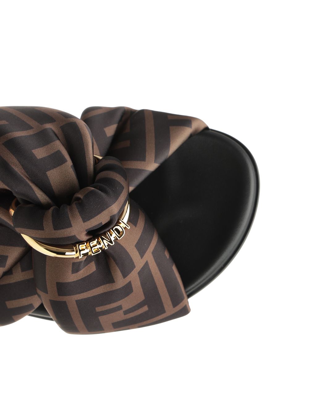 Fendi Flat Slide In Satin Sandals - Brown | 00271c66378db5652570abe7bac37cc8784df930