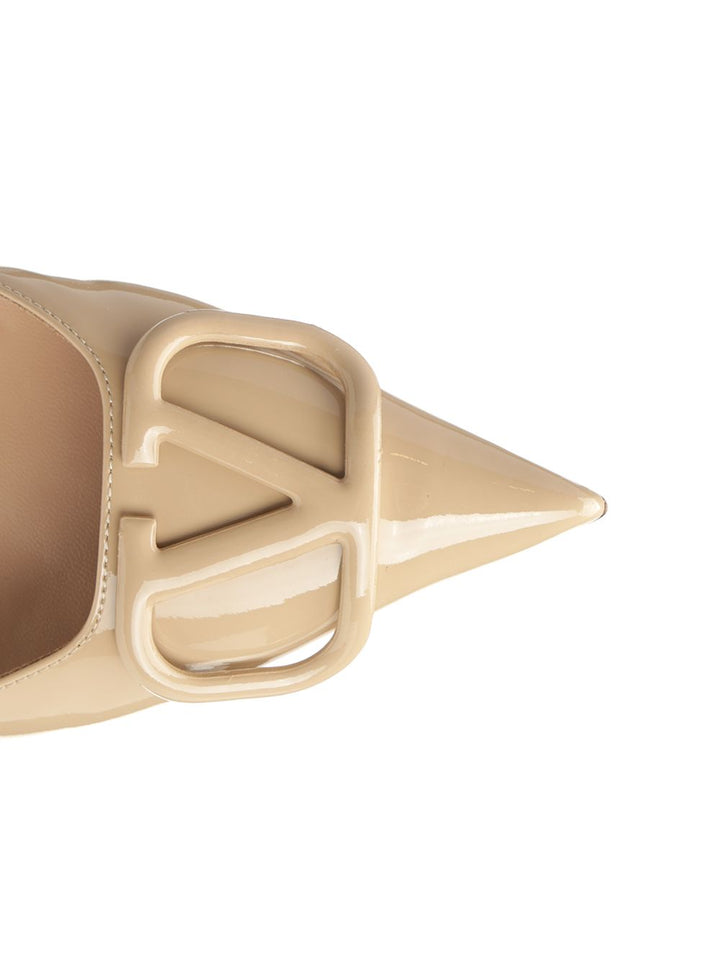Valentino Garavani Vlogo Signature Slingback Pump In Patent Leather Sandals - Beige | a6e13080c3b1da07698f9189d214a9730d49cce7