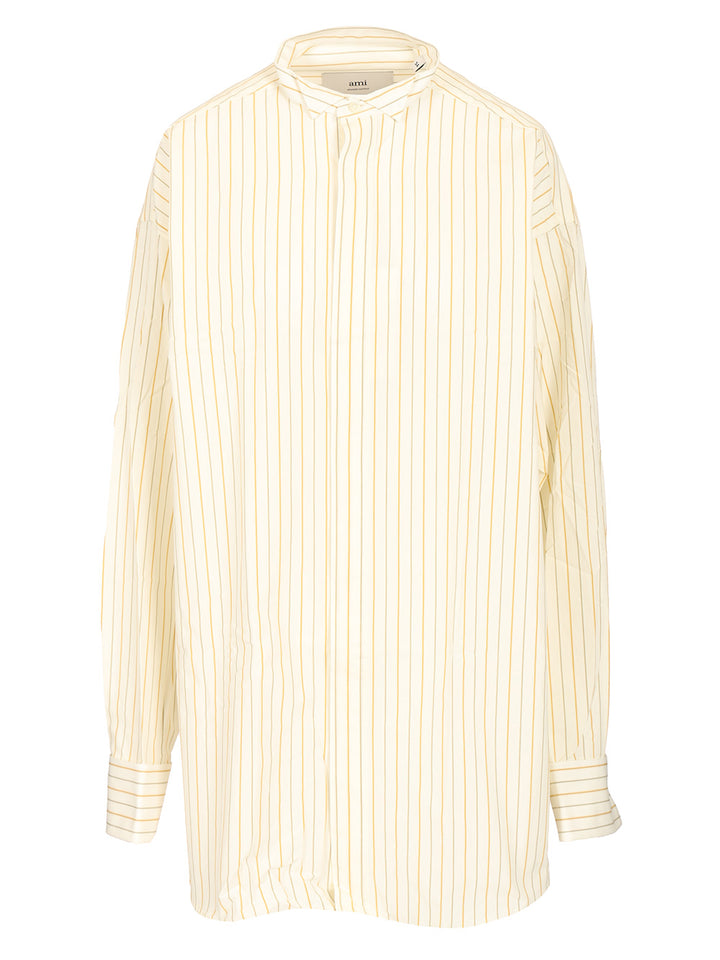 Ami Oversized Striped Shirt Shirts - White | e3d2925814d39907a6946f75439950531bd743f3