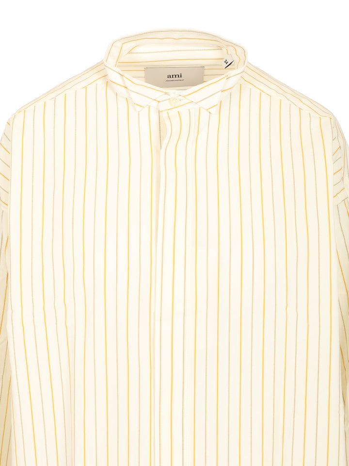 Ami Oversized Striped Shirt Shirts - White | 7e960704936a0f3cc848b733d2d0c1e51d6ce2f3