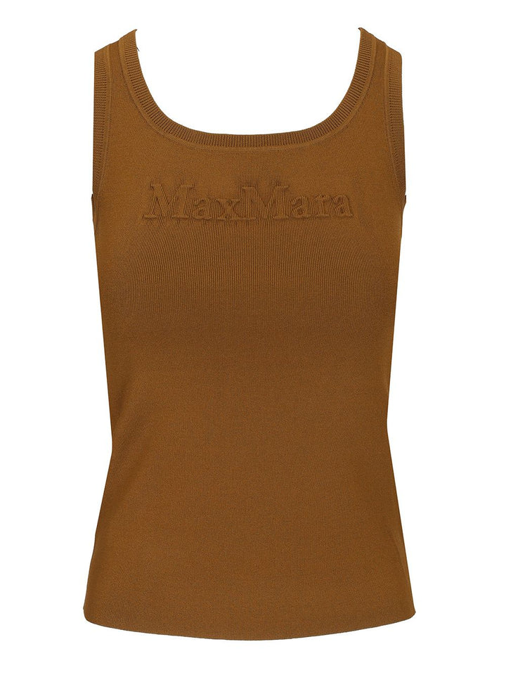 Max Mara Sleeveless Top With Logo Tops - Green | e4c5d80cae87ee389caeb99597d0097fc0642162