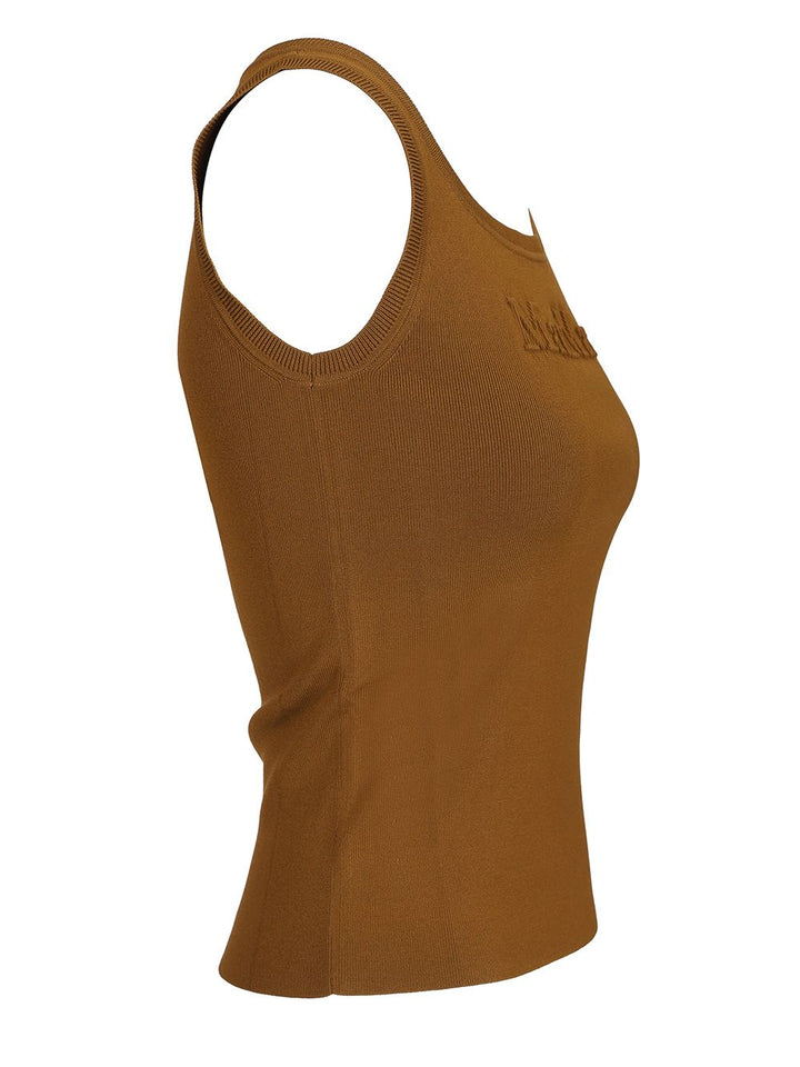 Max Mara Sleeveless Top With Logo Tops - Green | 1e58b776ae208c740db7768d9c48ed67d9b97aa4