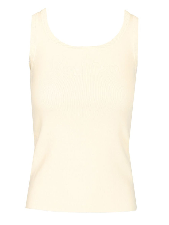 Max Mara Sleeveless Top With Logo Tops - White | 85ec8c8e868f57cd12f634e25227cfb510158f32