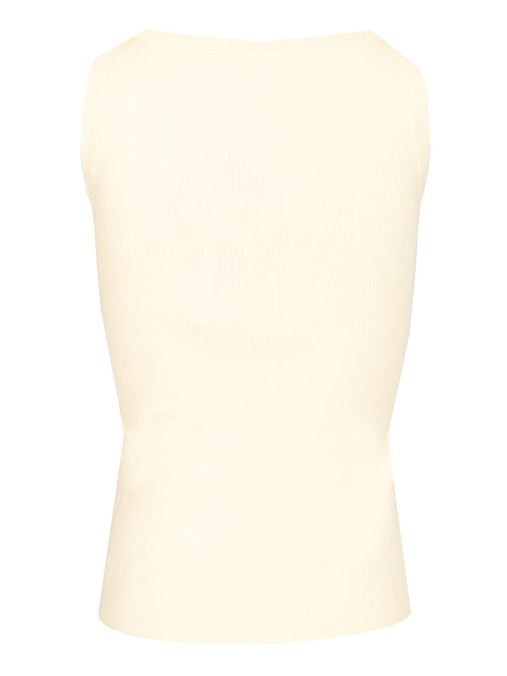 Max Mara Sleeveless Top With Logo Tops - White | 9d3bcc3ead1949936dbd023f0a3d31e2193b7d29