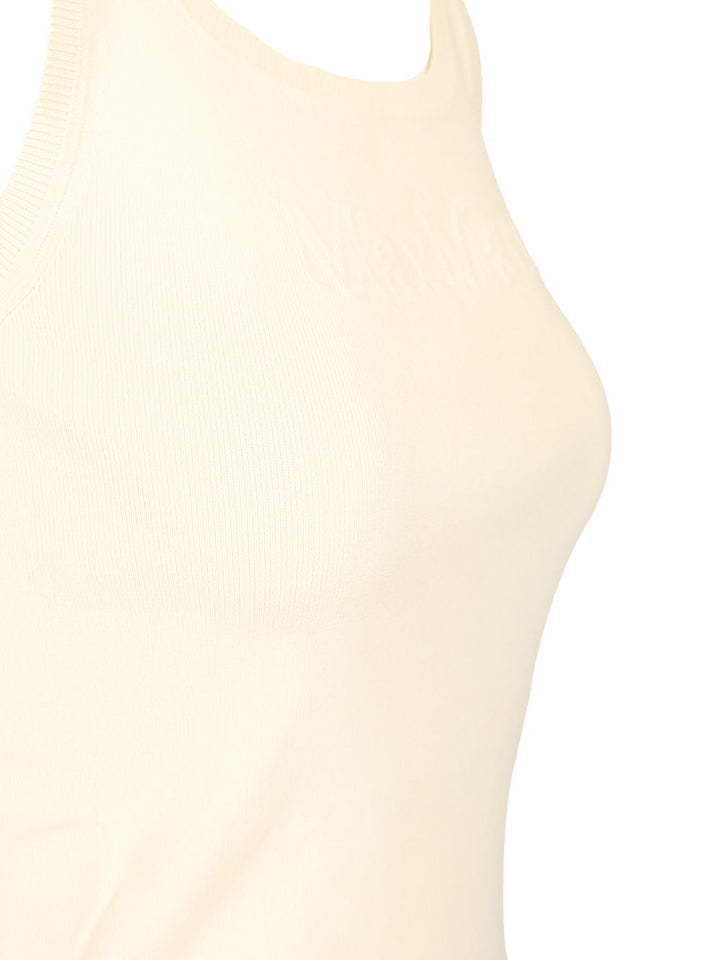 Max Mara Sleeveless Top With Logo Tops - White | 761cca62b97e7cbbfba44fe62985df32aa67b05e