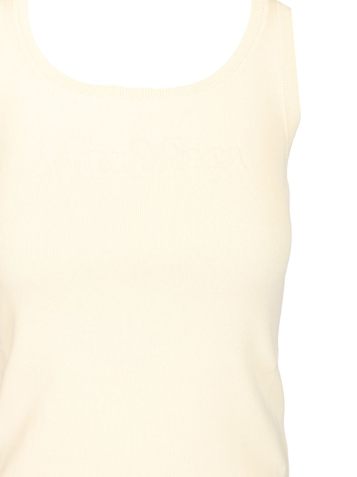 Max Mara Sleeveless Top With Logo Tops - White | 28143e42c489f568ce3f2af60842a480c502e30b