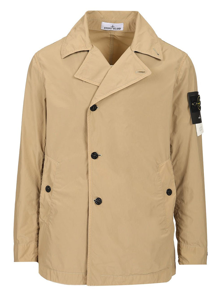 Stone Island Short Nylon Trench Coat Jackets - Beige | 736c05f3bfa91b655bd664d67250dfbd846c77ed