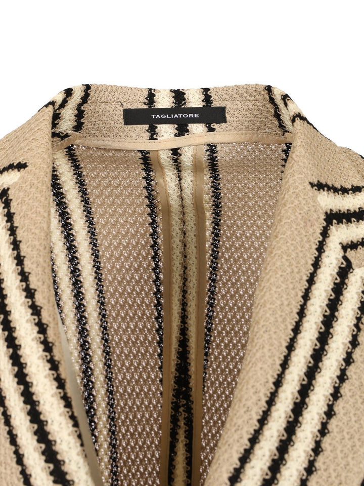 Tagliatore Double-Breasted Jacket In Linen And Cotton Jersey Jackets - Beige | 15be3294542896b4b3eab88182417de15d510b84