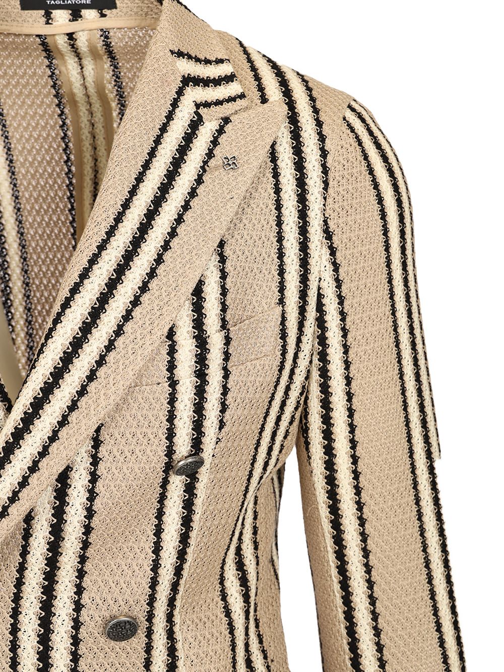Tagliatore Double-Breasted Jacket In Linen And Cotton Jersey Jackets - Beige | d60ebee6ee0921121e1f5deb3b06d3f657439152