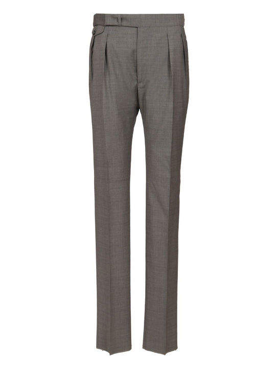 Pantalone Tagliatore Pinces Taschino Cinturino 99 Lana 1 Elastan Trousers Grey