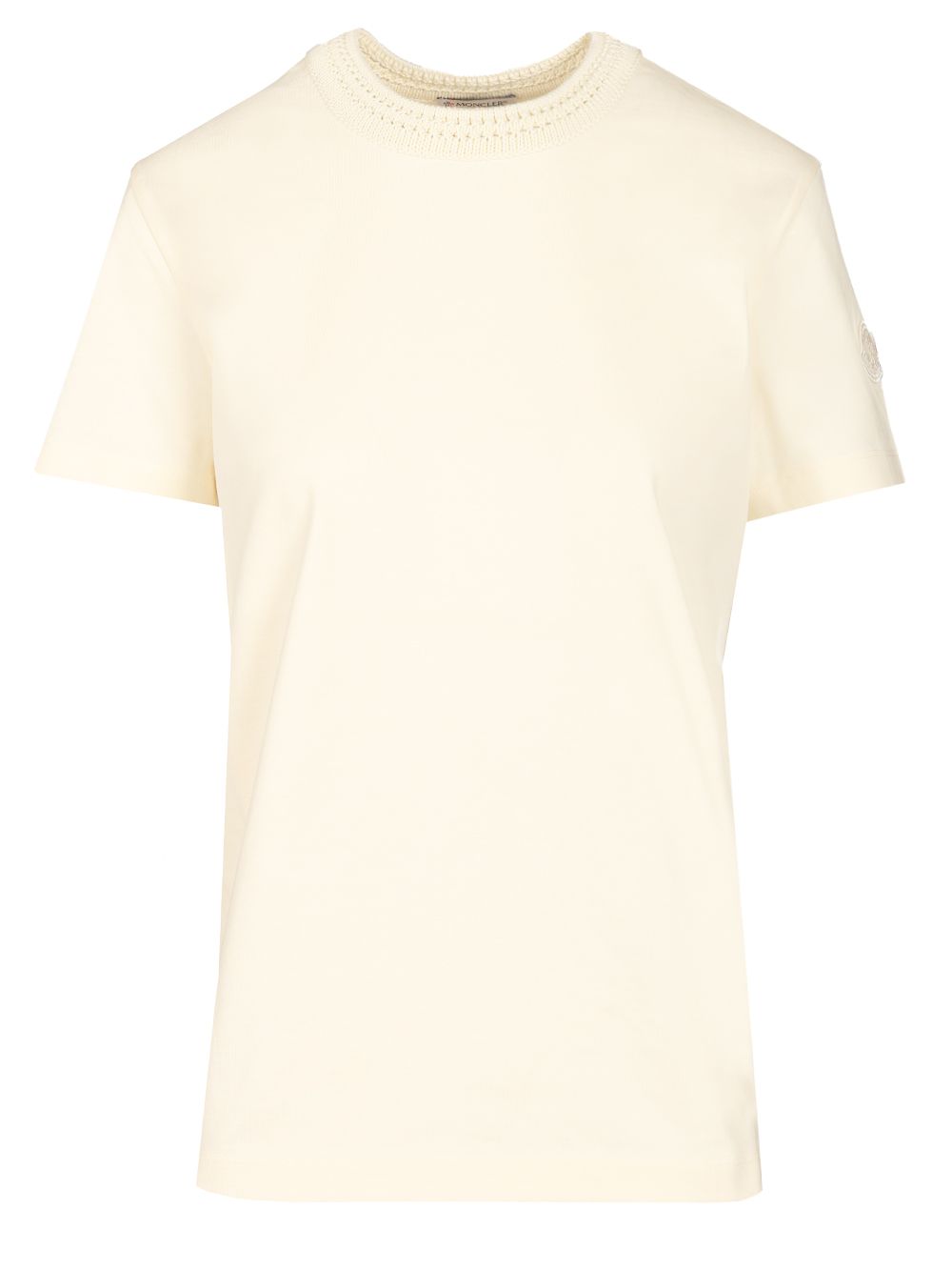 Moncler With Crochet Detail T-Shirt - White | 2232127681e7b655860afdcf59d84ca746fe1cc1