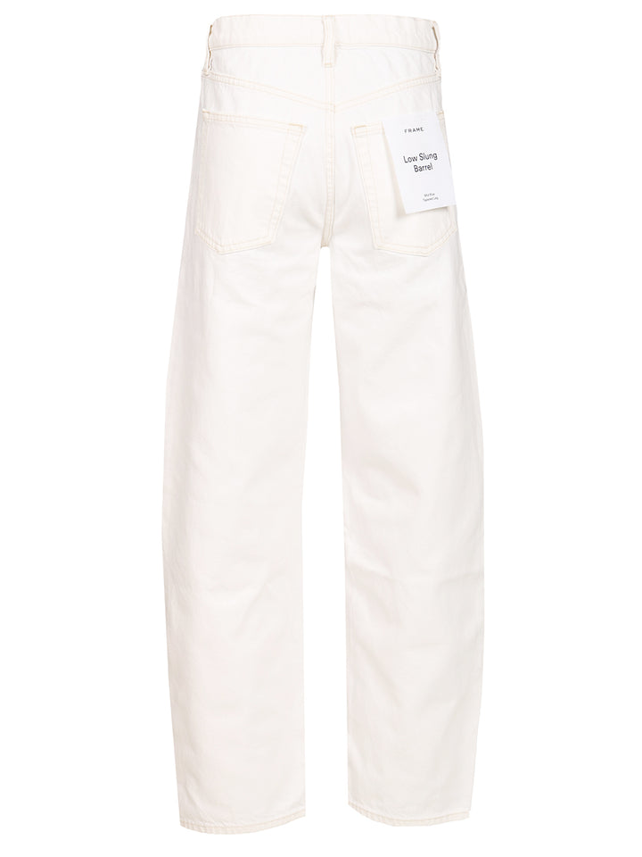 Frame Low Slung Barrel Jeans - White | 5864fa9912d2bc4a83b84043fd4eb396f905e801