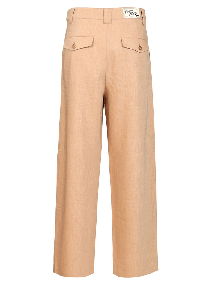 Maison KitsunÉ Casual Tailored Trousers - Beige | 6a0e416453045ab908c9bc15da11f9e0be954ac2