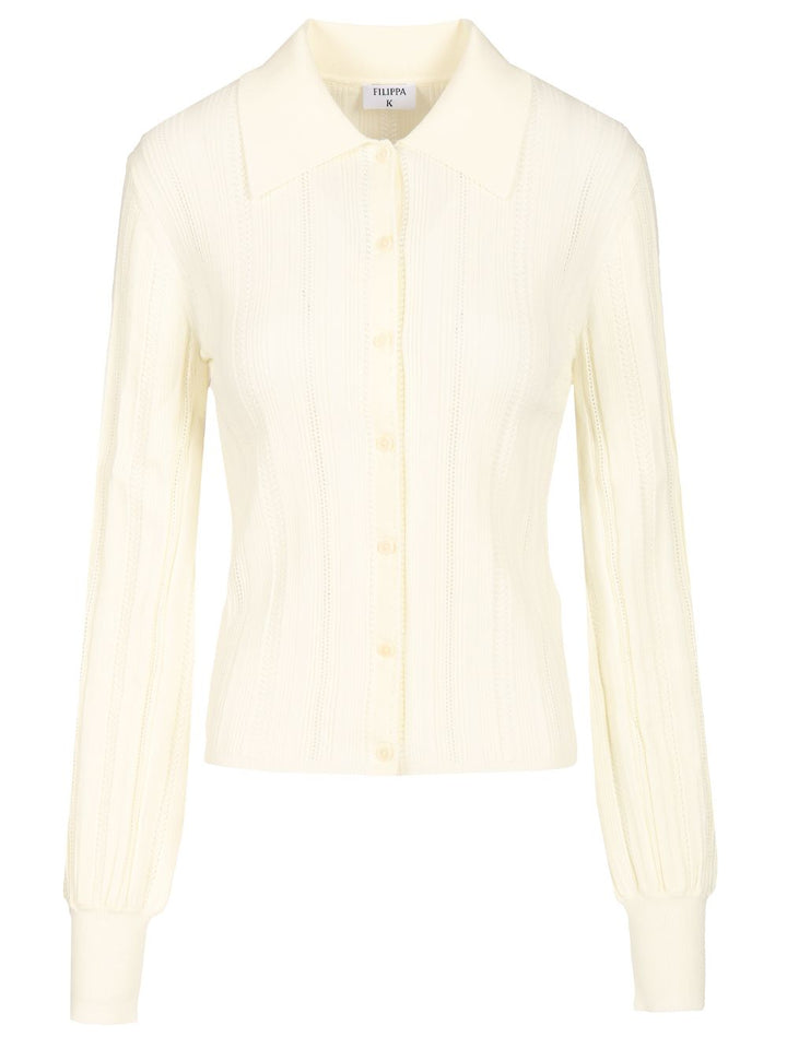 Filippa K Knit Cardigan Knitwear - White | 78bc4dad7eeb3da5de09c304345a696ca3636e11