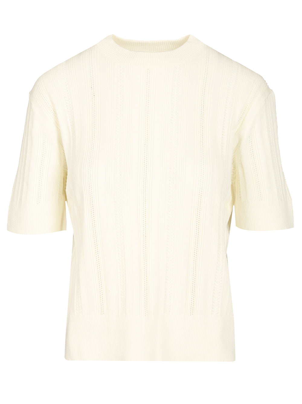 Filippa K Braid Knit T-Shirt - White | ff47b6e942a82dae6a0533924a9a09c080521c48