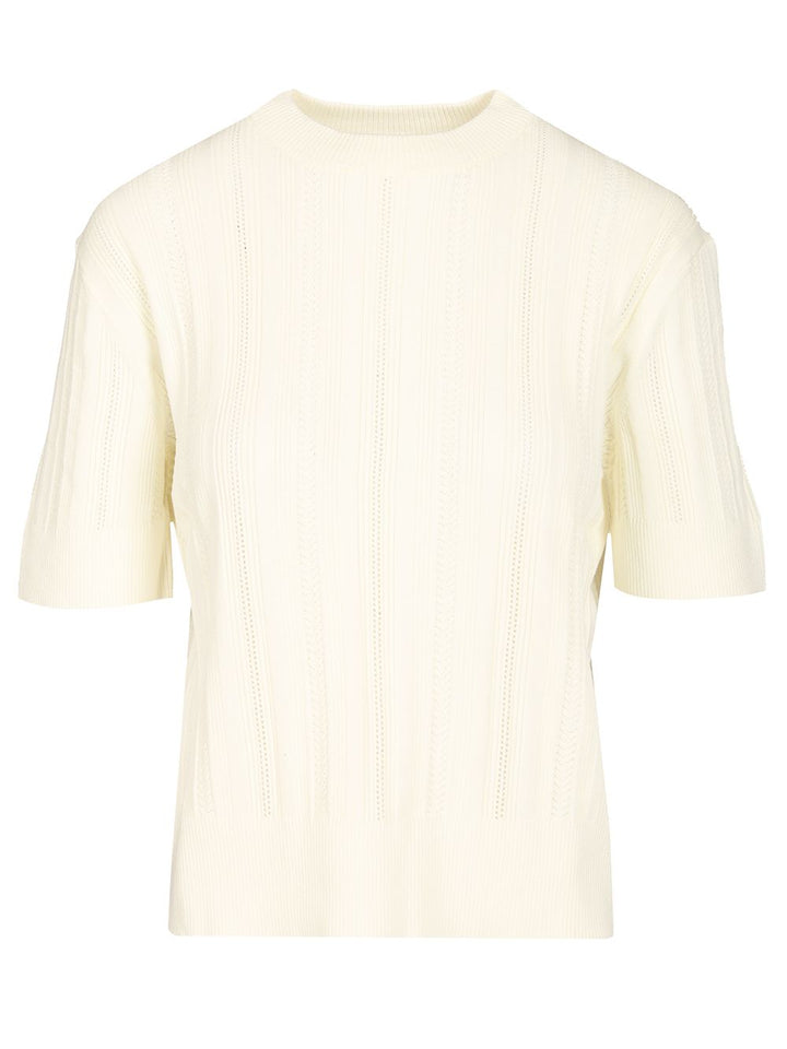 Filippa K Braid Knit T-Shirt - White | d78485a67c047211c78dcde98a71c3ef7845a512