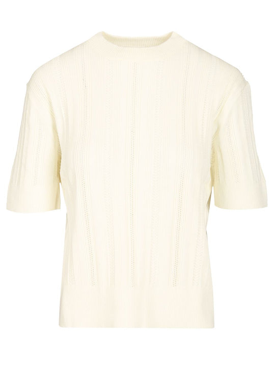 Braid Knit T-Shirt White