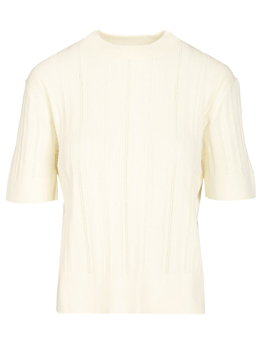 Braid Knit T-Shirt White