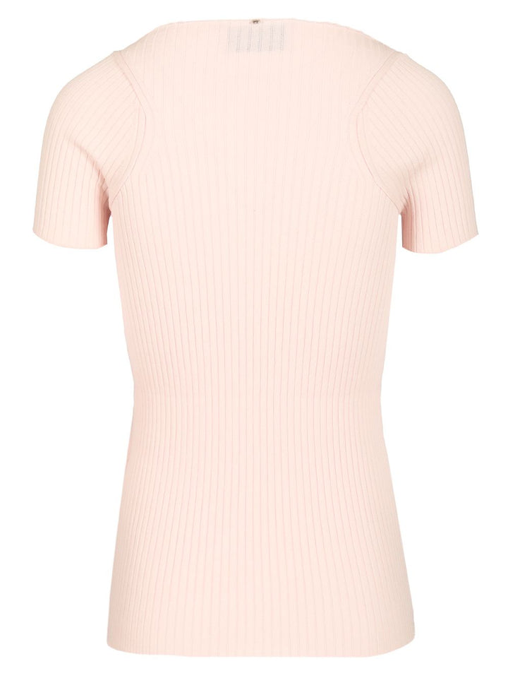 Sportmax Ribbed Cotton T-Shirt Tops - Rose | 0d4881c51887b495abc1cbca67f17de0b124f7ed