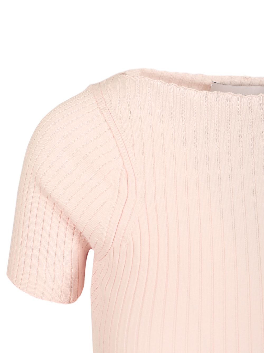 Sportmax Ribbed Cotton T-Shirt Tops - Rose | 503e9a9f66d2c3b26d52effff611efb14ad25b87