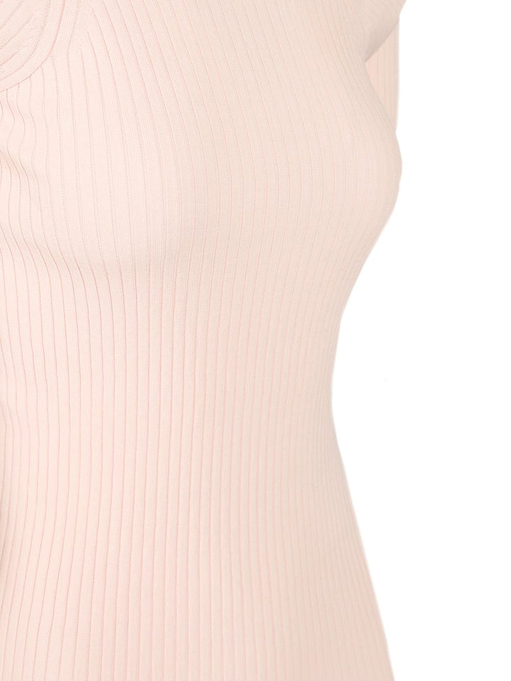 Sportmax Ribbed Cotton T-Shirt Tops - Rose | 5e271900770f10b09a0ebb4c4f061ad67776c1ad
