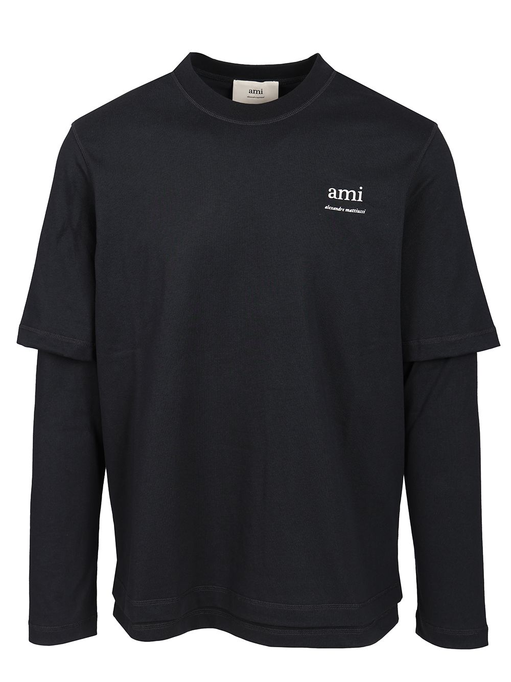 Ami Alexandre Mattiussi Long Sleeve T-Shirt - Blue | 48d44e043f8a3e06f9a93cbc003a821ef864f83c