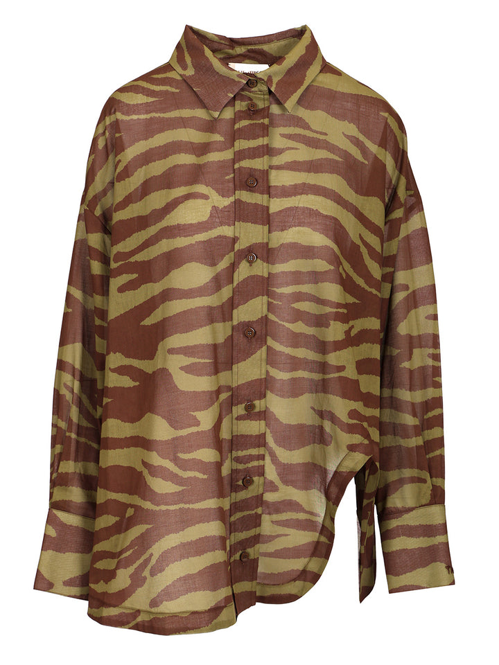 The Attico Zebra Print Shirt Shirts - Brown | 7d860994ee9359be135b9603c6b5278170d7a20e