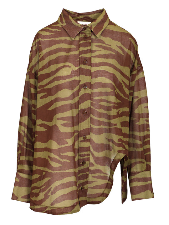 Zebra Print Shirt Shirts Brown