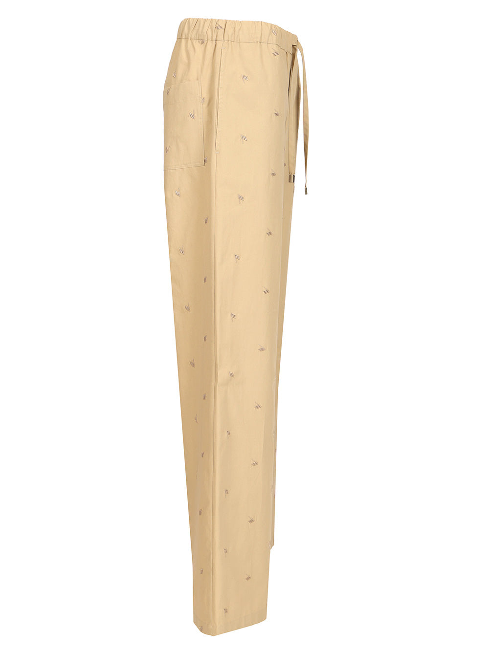 The Attico Long  With All-Over Embroidery Trousers - Beige | 09193666767007e318be3ae3c898d8501da62642