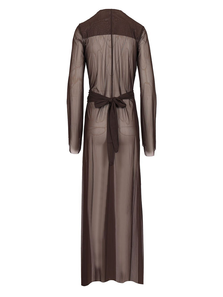 Amazuin Margot Sheer Dresses - Brown | 4469f9ea8eaa8fdd541d4207a956245d467879eb