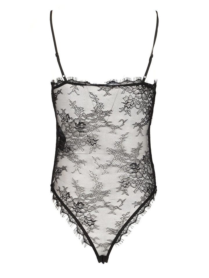 Self-Portrait Polka Dot Mesh Bodysuit Tops - Black | ccf1a07c1edfb726c41e73dc162e75736465df01