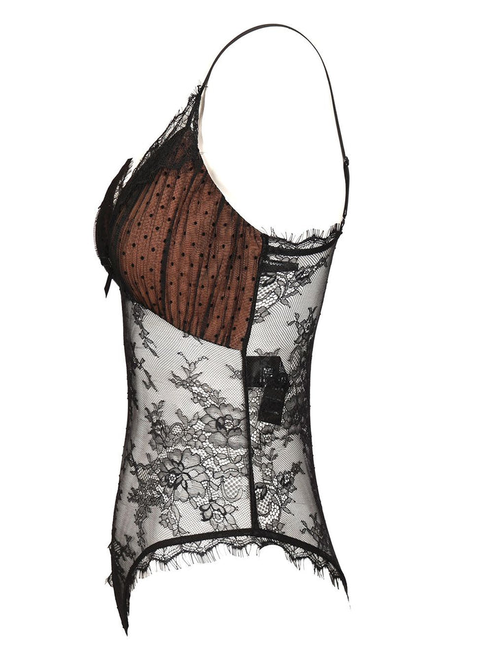Self-Portrait Polka Dot Mesh Bodysuit Tops - Black | 7f45a869b3ba85c6e10a77e9b35d5144e6e6db63
