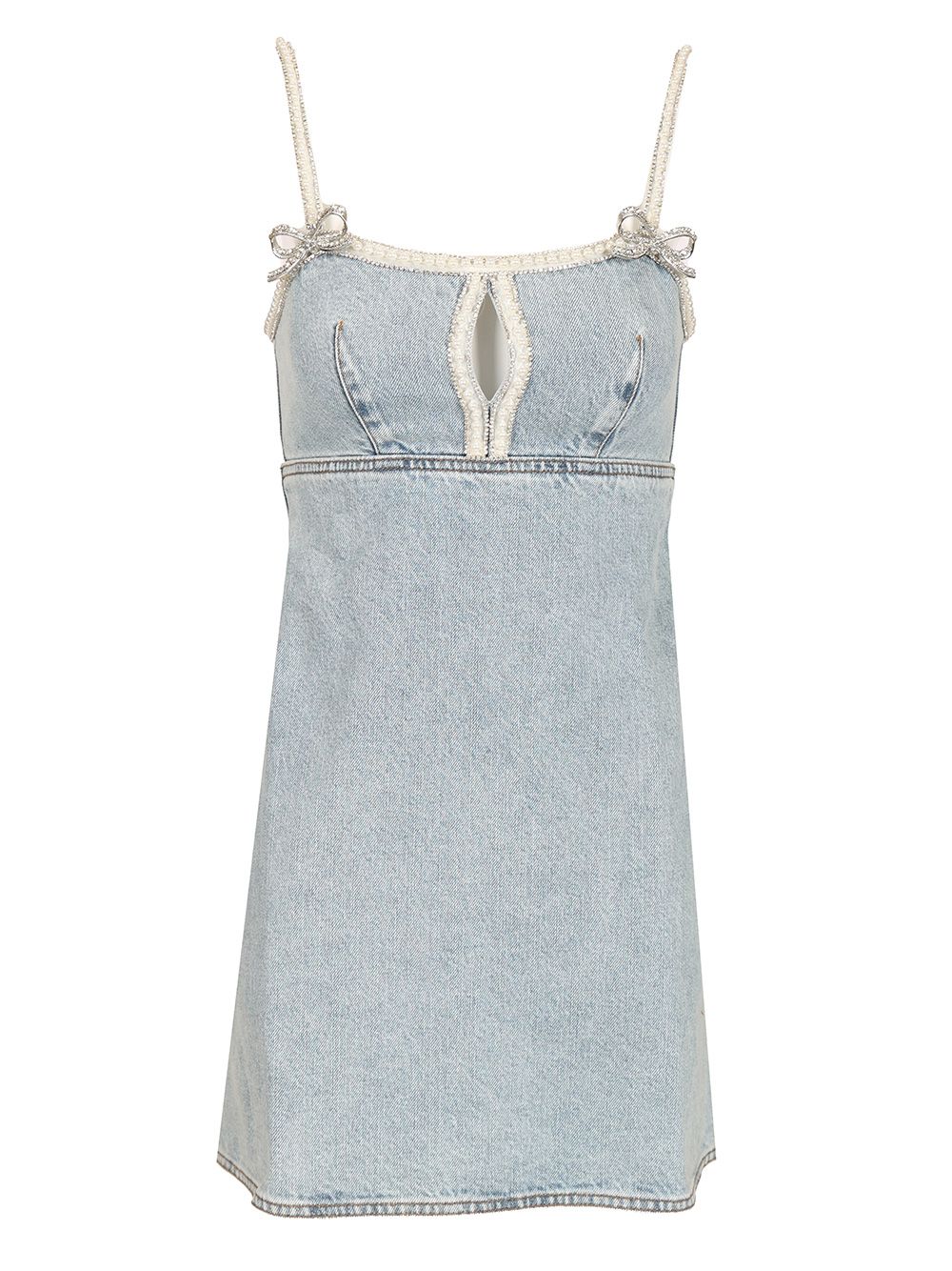 Self-Portrait Mini Dress In Denim Dresses - Light blue | cb28f610731497c0a6b317fb650eec83f6a7bb83