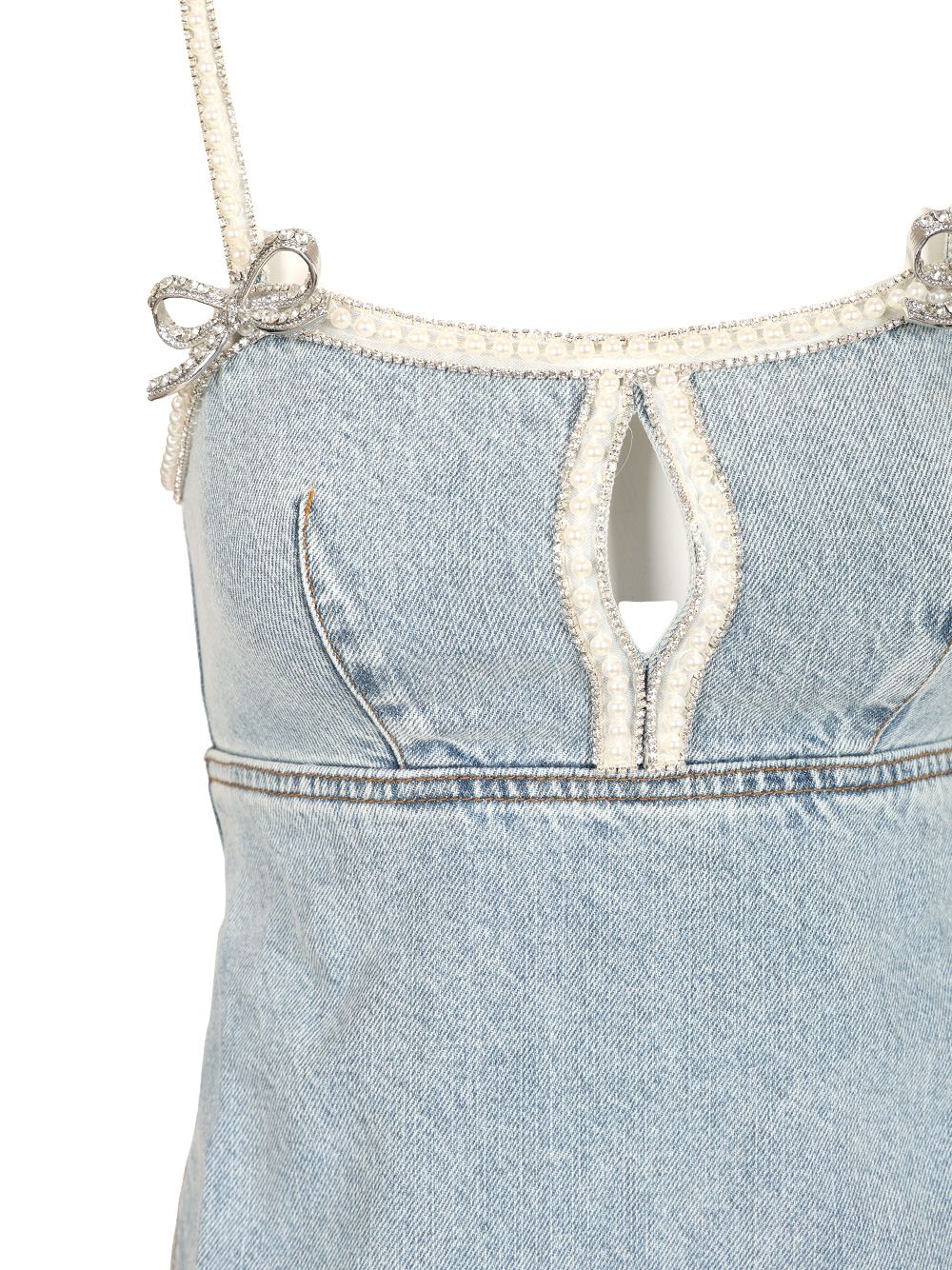 Self-Portrait Mini Dress In Denim Dresses - Light blue | 6c169dc4eed4d73b47841710640385184cd26bb8