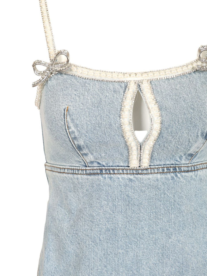 Self-Portrait Mini Dress In Denim Dresses - Light blue | 6c169dc4eed4d73b47841710640385184cd26bb8