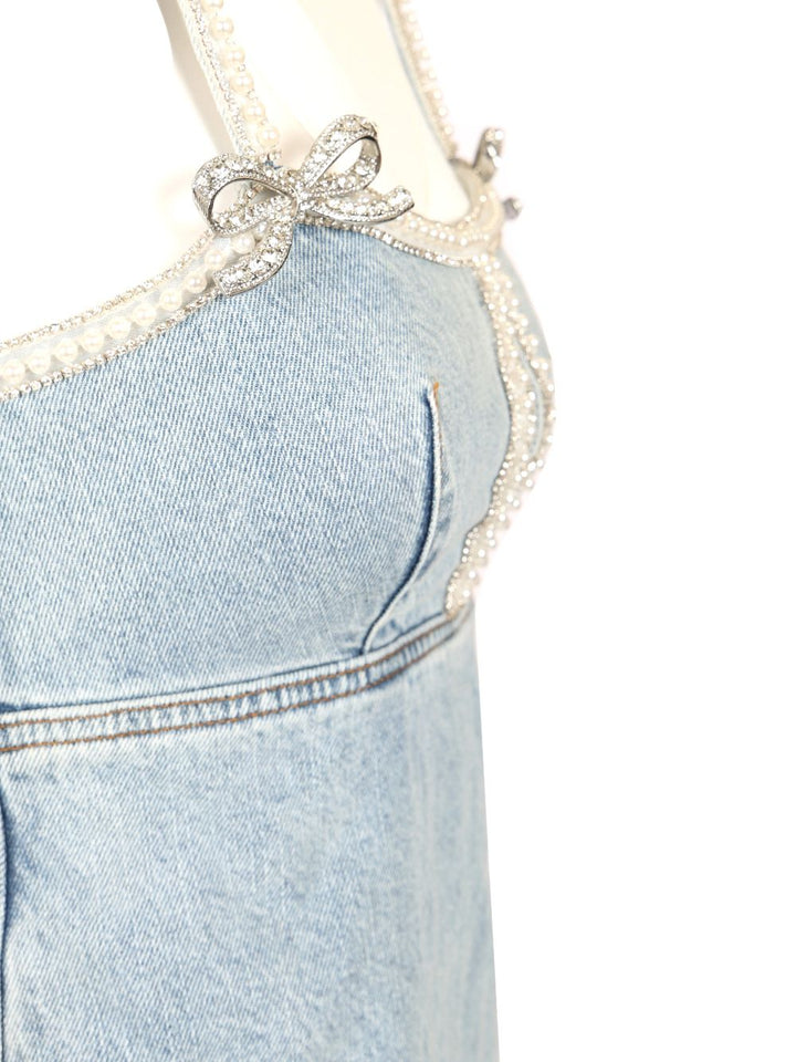 Self-Portrait Mini Dress In Denim Dresses - Light blue | 70a51c293cbf9d250dc2817c1c490b8152e5d697