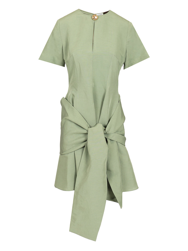 Loewe Pebble Dress In Viscose And Linen Dresses - Green | 62d6a877994981ac8fadd3585dd219f3195d3d43