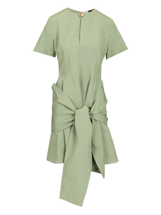 Pebble Dress In Viscose And Linen Dresses Green