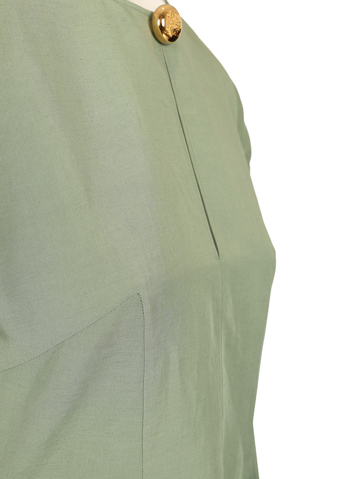Loewe Pebble Dress In Viscose And Linen Dresses - Green | 2190ef30dee029c8be5da4f35bd8dbdf7c02714e