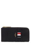Black Grained Leather Zipped Wallet Wallets Black