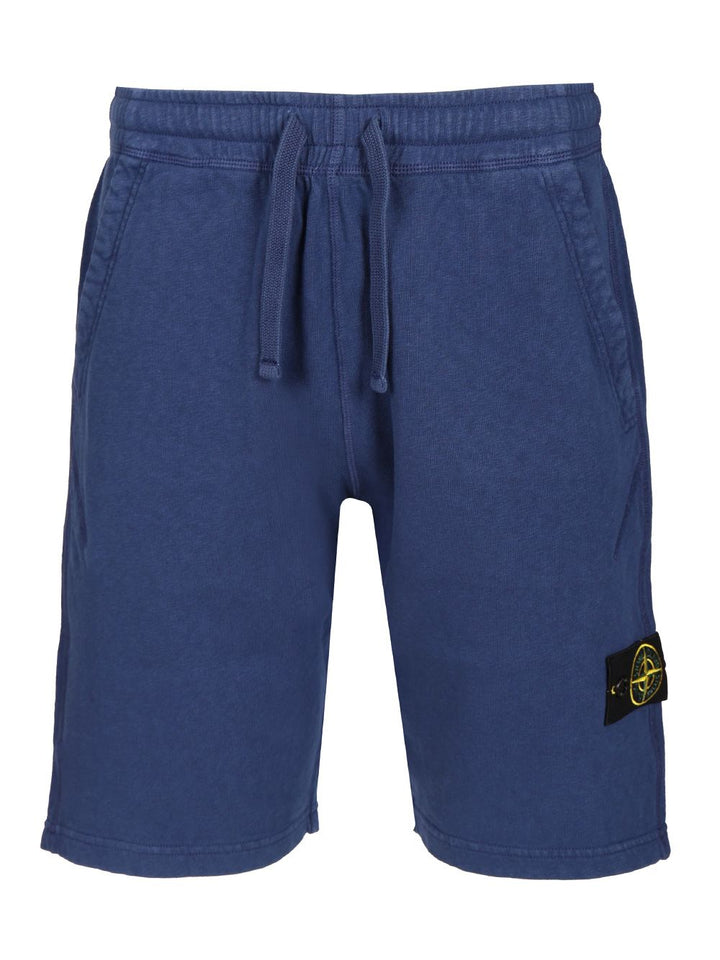Stone Island Organic Cotton Fleece Cargo Bermuda Shorts Sweatshirts - Blue | 544b70635e23c02f502774a5b392c94e1ecb601b