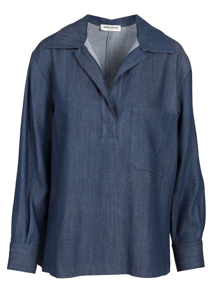 Al Duca D'Aosta Oversized Shirt Tops - Blue | 7040c127cac251c99ce2297f6e54e0a8cf68b43f