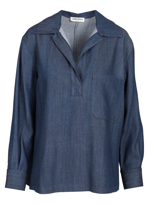 Oversized Shirt Tops Blue